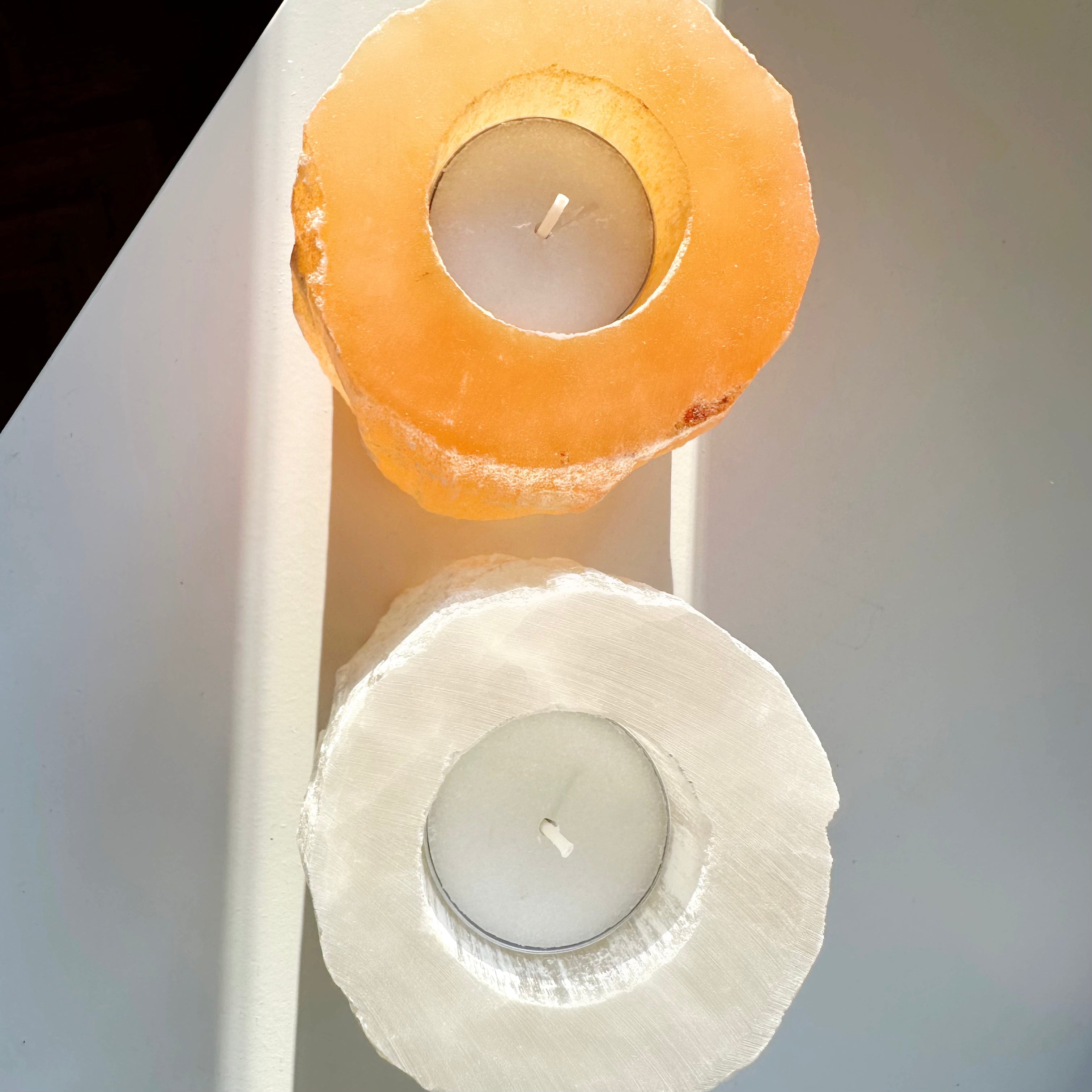 Selenit Teelicht Naturstein